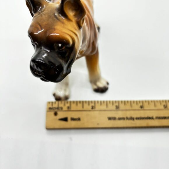 Antique Vintage MCM Brown Porcelain 7.5"Boxer Dog Figurine Stamped Japan - Picture 7 of 7
